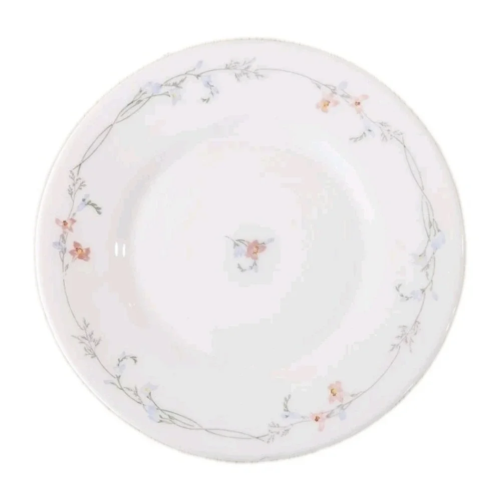 Arcopal France Odessa Salad Plate Blue & Pink Flowers White, Set Of 3